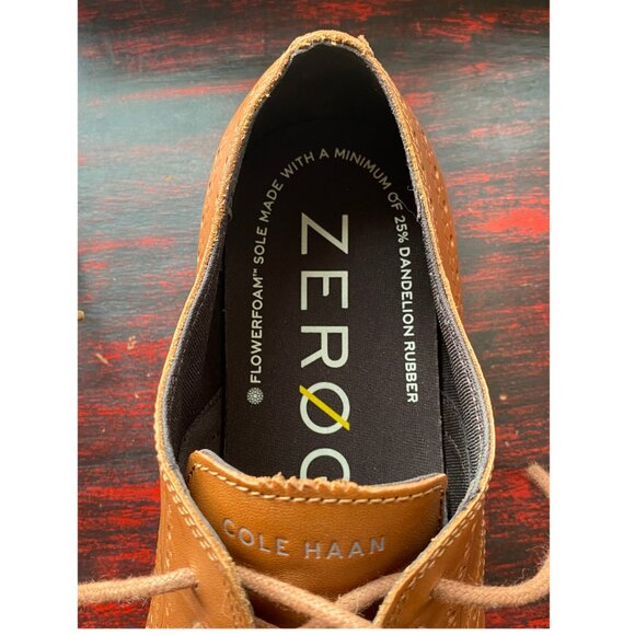 COLE HAAN ZERØGRAND Classic Tan Leather Wingtip Brouge Oxford Men's Shoes Sz 11 - Picture 7 of 9